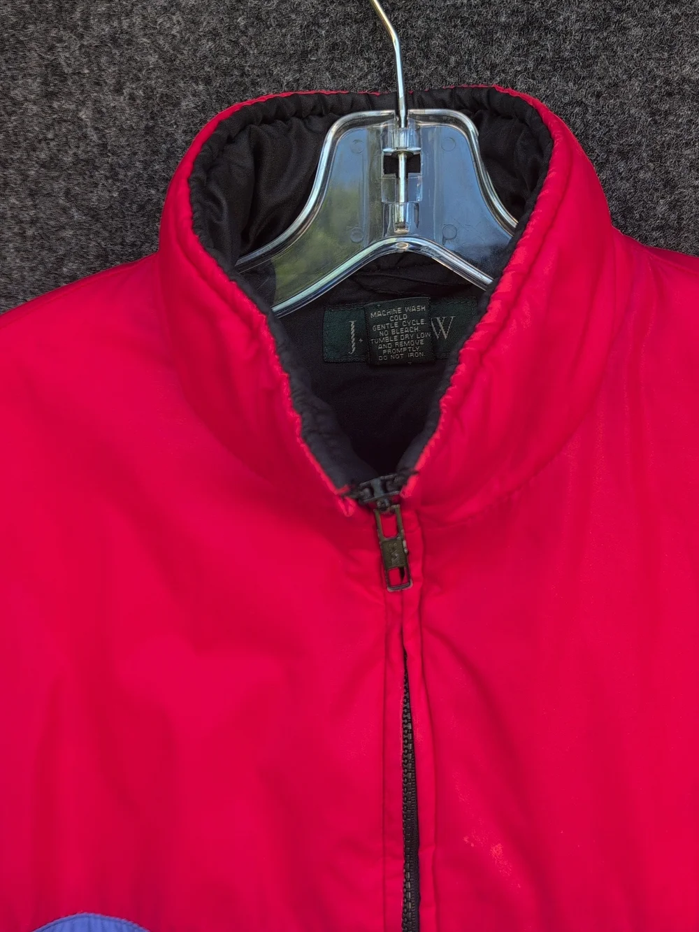 Vtg J Crew Oarsman Jacket Small Red Blue Color Block Primaloft Down Insulated
